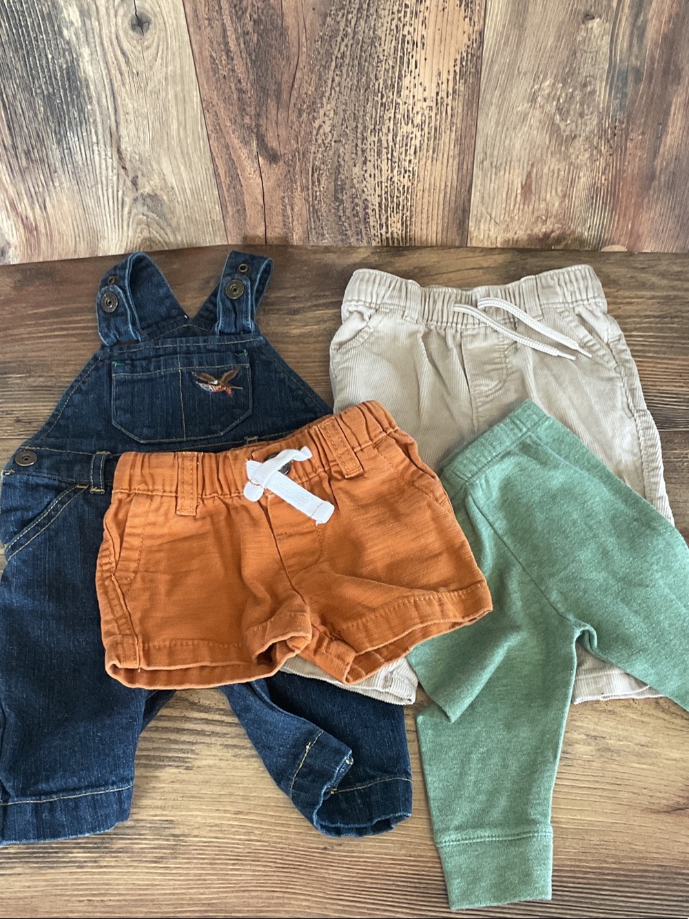 4PC Kids Shorts Pants Jogger Bib Overalls Bottoms Bundle 3mos C371